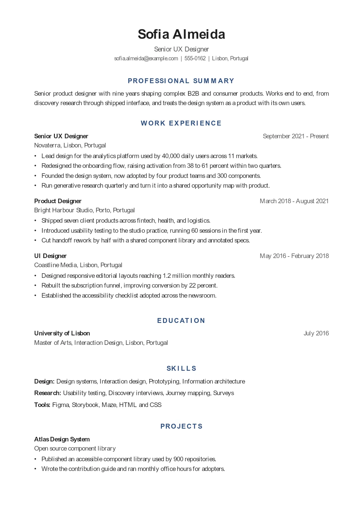 Modern resume template preview